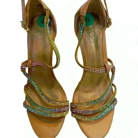 NWOB BCBGENERATION Rainbow Rhinestone Heels Size 8​ - Picture 3 of 6
